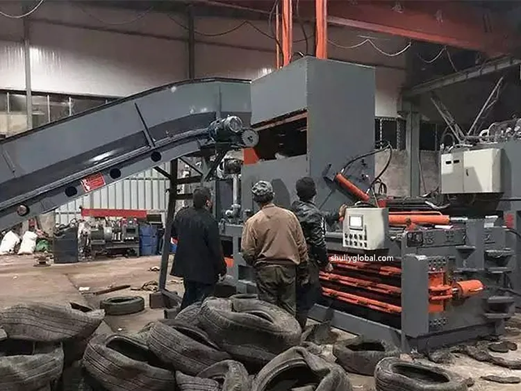 tire baler working