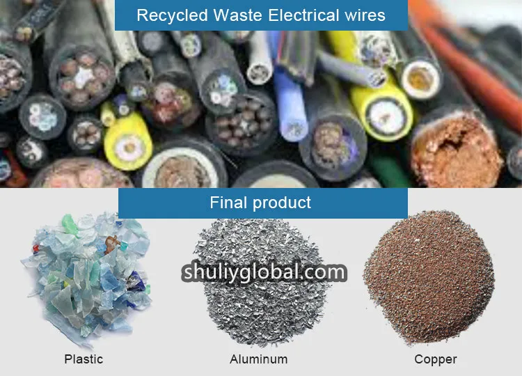 Copper wire granulators process electrical wires into copper, plastic, aluminum, etc.